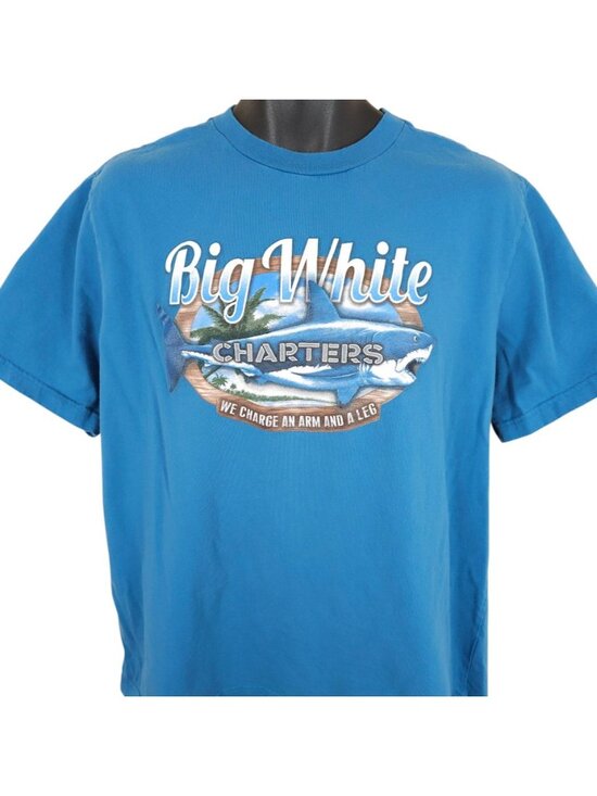Great White Shark T Shirt Mens Size XL Blue We Charge An Arm And A Leg - Picture 2 of 6